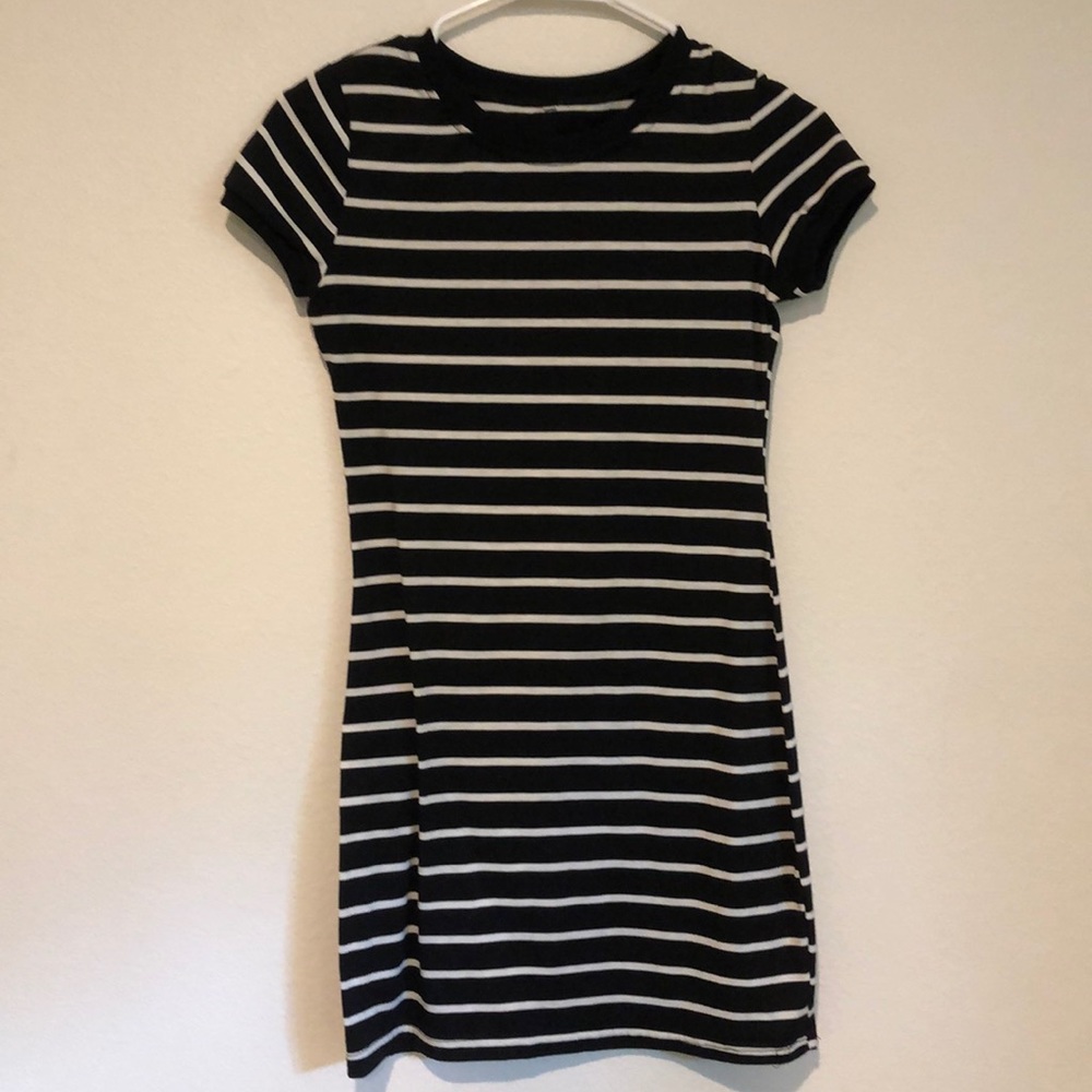 stripped black and white dress